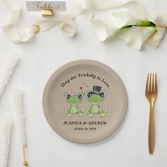 Assiettes En Carton ©Aujourd'hui dans l'amour mignon grenouille Mariag (Mariage)