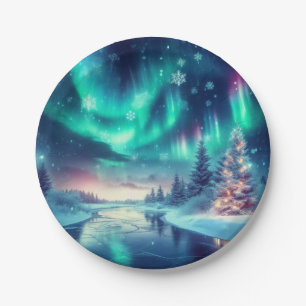Assiettes En Carton aurora borealis/Noël/hiver