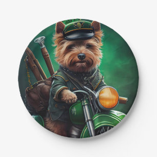 Assiettes En Carton Australien Terrier conduite vélo St. Patrick's Day
