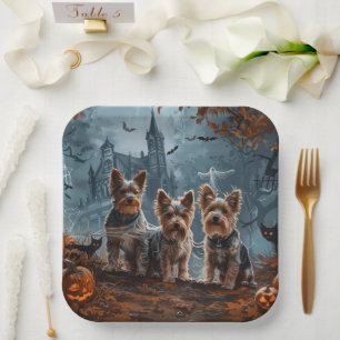Assiettes En Carton Australien Terrier Halloween nuit chien délice