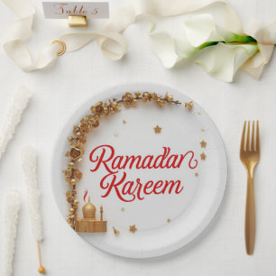 Assiettes En Carton Autocollant cadeau thème Ramadan Kareem pour céléb