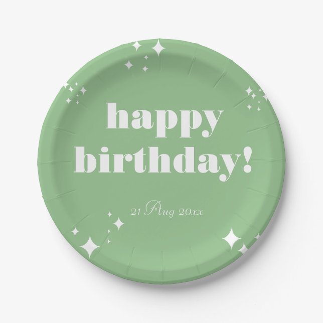 Assiettes En Carton Autocollant Sea Green Birthday (Devant)