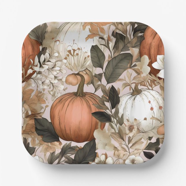 Assiettes En Carton Automne / Automne Thanksgiving citrouilles (Recto)