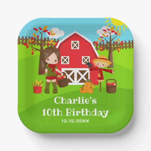 Assiettes En Carton Automne Barnyard Anniversaire Brown Coiffeuse (Recto)