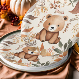 Assiettes En Carton Automne Bébé Ours Un an Anniversaire Bébé Première