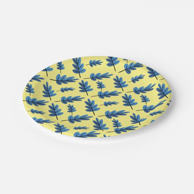 Assiettes En Carton Automne bleu (Angle)