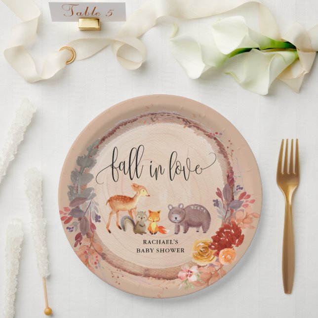 Assiettes En Carton Automne Bois Animaux Baby shower Favoriser (Mariage)