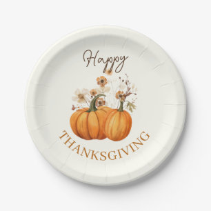 Assiettes En Carton Automne Citrouille Floral Thanksgiving Paper Cockt