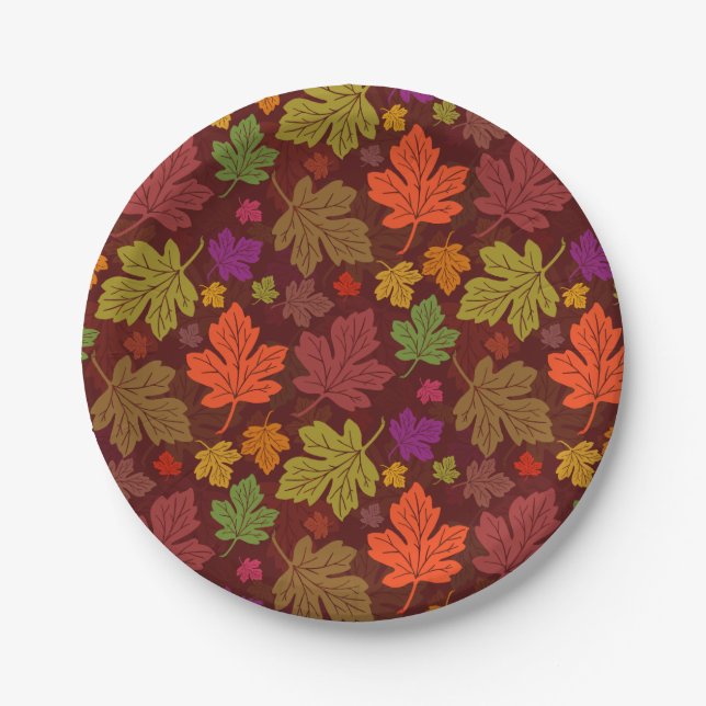Assiettes En Carton Automne Feuilles  Automne Motif (Devant)