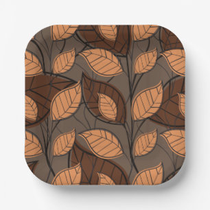 Assiettes En Carton Automne Feuilles Brown