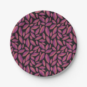 Assiettes En Carton Automne Feuilles d'automne violet et noir Motif