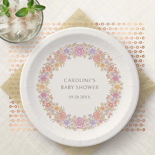 Assiettes En Carton Automne Fleur sauvage Floral Baby shower