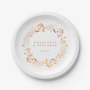 Assiettes En Carton Automne Floral Aquarelle Wreath Mariage personnali