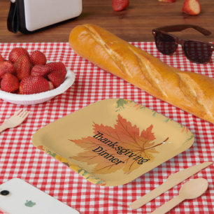 Assiettes En Carton Automne Floral Thanksgiving Dîner