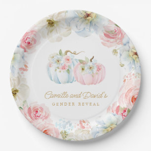 Assiettes En Carton Automne Genre Révéler Citrouilles rose et bleu