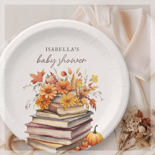Assiettes En Carton Automne Livre d'automne Thème   Baby shower