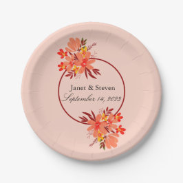 Assiettes En Carton Automne Mariage Floral Orange Gold Brown