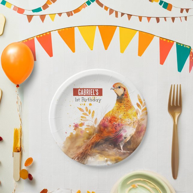 Assiettes En Carton Automne Pheasé Personnalisé Plaque Papier Annivers (Créateur téléchargé)