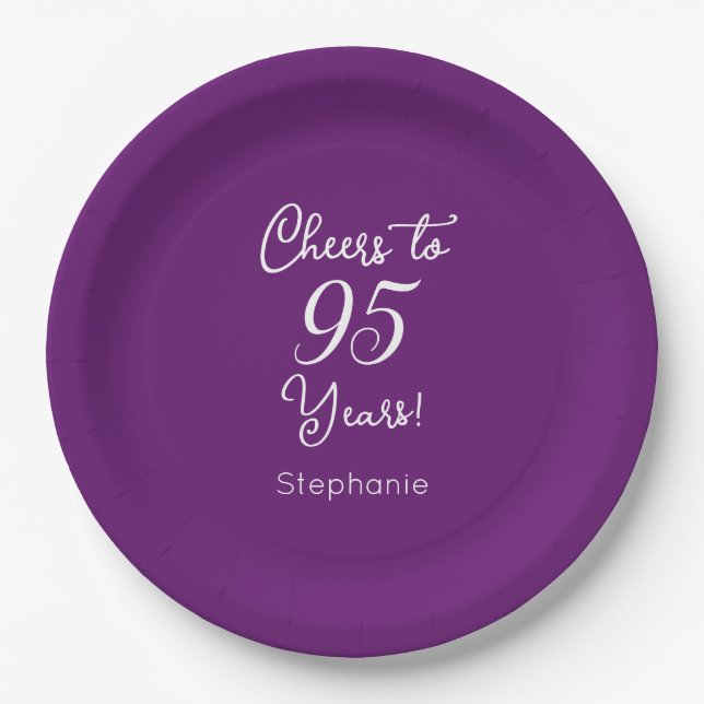 Assiettes En Carton Automne Purple Cheers à 95 Ans 95e Anniversaire (Devant)