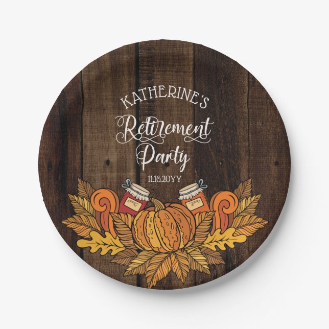 Assiettes En Carton Automne Rustique |Partie de retraite Citrouille d' (Devant)