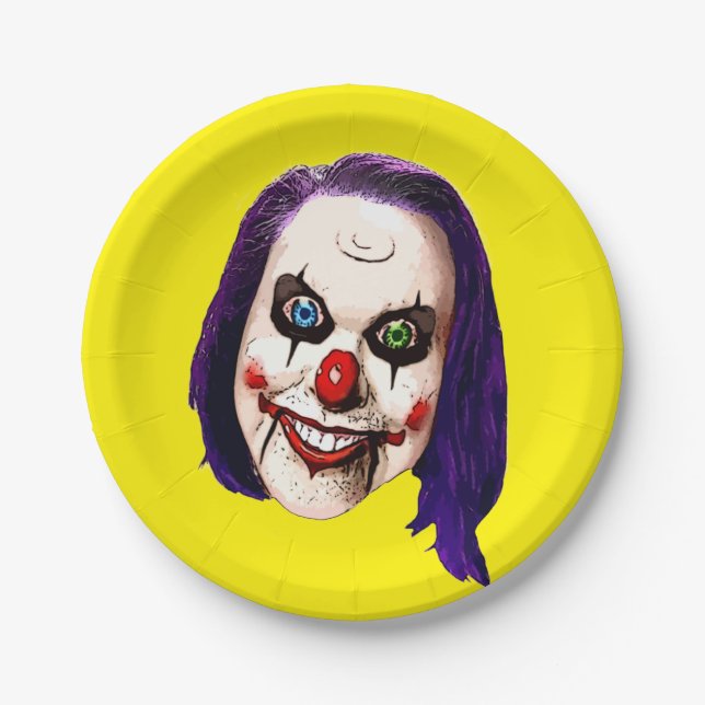 Assiettes En Carton Autoportrait de clown cauchemar (Devant)