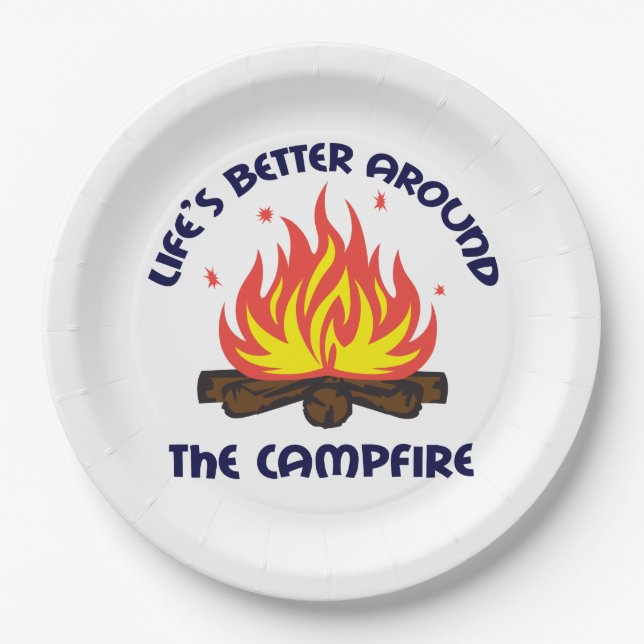 Assiettes En Carton Autour du feu de camp (Devant)