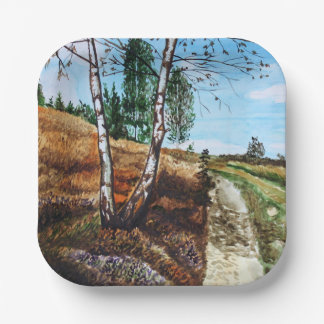 Assiettes En Carton Autumn watercolor painting
