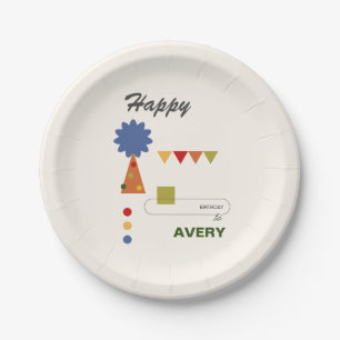 Assiettes En Carton Avant Garde Neutre Premier Anniversaire