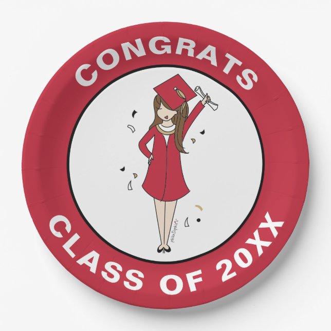 Assiettes En Carton Avatar féminin personnalisable| Diplôme d'études s (Devant)