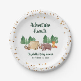 Assiettes En Carton Aventure Attend le Baby shower des animaux des boi