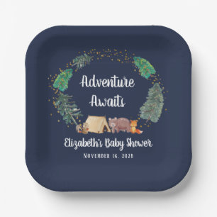 Assiettes En Carton Aventure Attend le Baby shower des animaux des boi