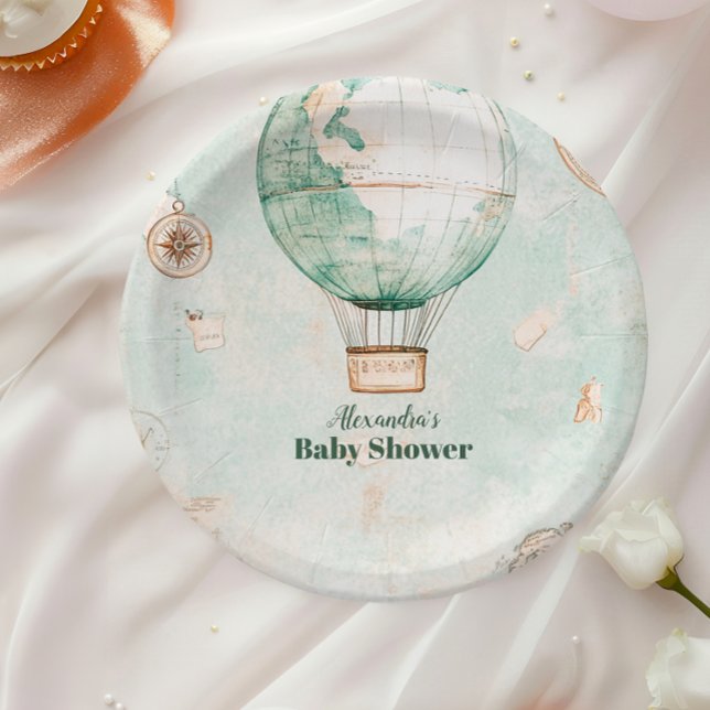 Assiettes En Carton Aventure attend un Baby shower neutre pour les fem (Créateur téléchargé)