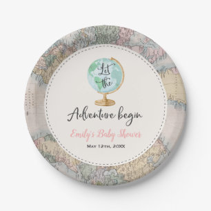 Assiettes En Carton Aventure commence Baby shower plaque papier 7"