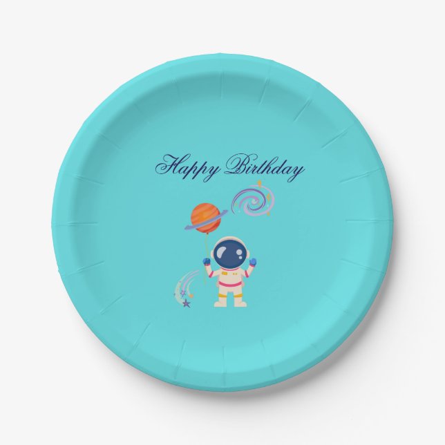 Assiettes En Carton Aventures de dessins animés Spaceman. (Devant)