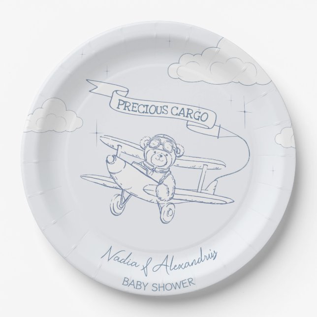 Assiettes En Carton Aviateur Aviateur Avion Précieux Baby shower de fr (Devant)