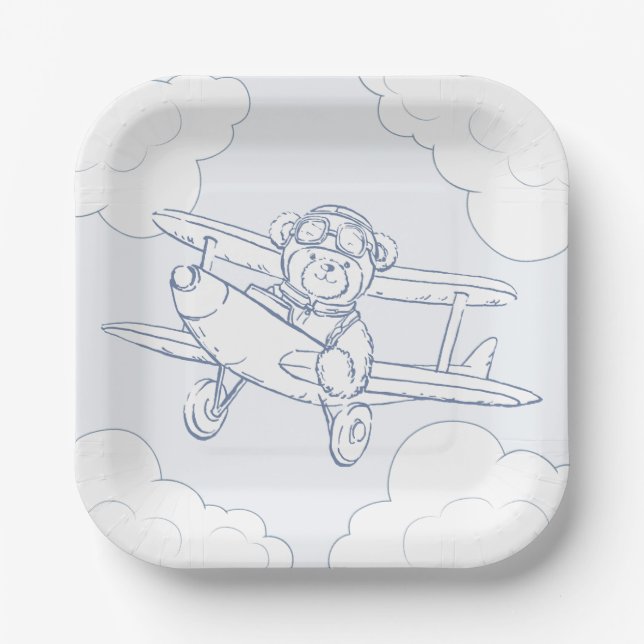 Assiettes En Carton Aviateur Aviateur Avion Précieux Baby shower de fr (Recto)