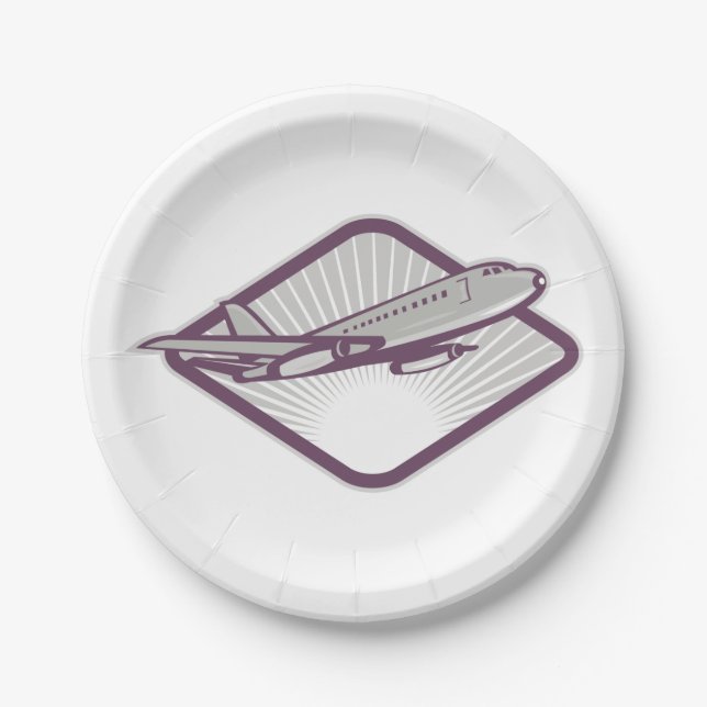 Assiettes En Carton Avion à réaction (Devant)