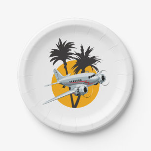 Assiettes En Carton Avion rétro de dessin