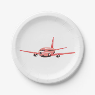 Assiettes En Carton Avion rose