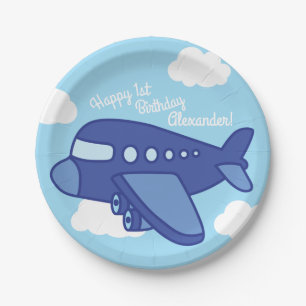 Assiettes En Carton Avions et Jets mignons 1ère fête d'anniversaire