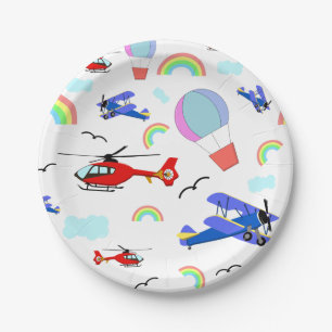 Assiettes En Carton Avions, hélicoptères et ballons