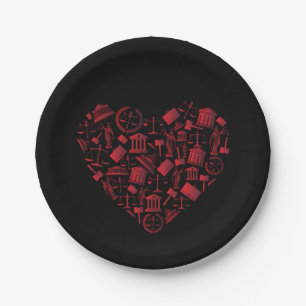 Assiettes En Carton Avocat Cœur Rouge - Amour Loi Art Grunge