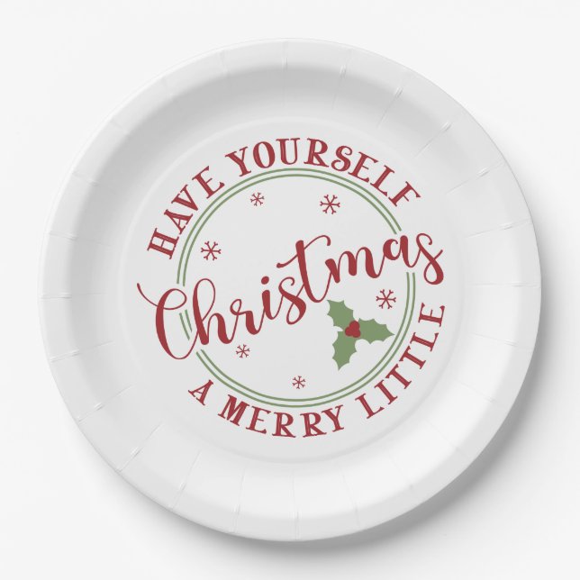 Assiettes En Carton Ayez un joyeux petit Noël (Devant)