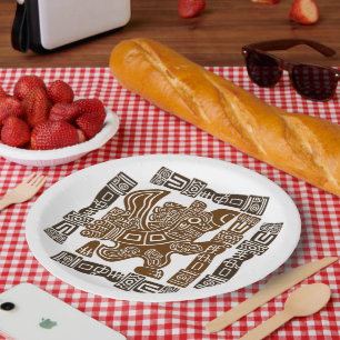 Assiettes En Carton Aztec Eagle Guerrier Tribal Art antique