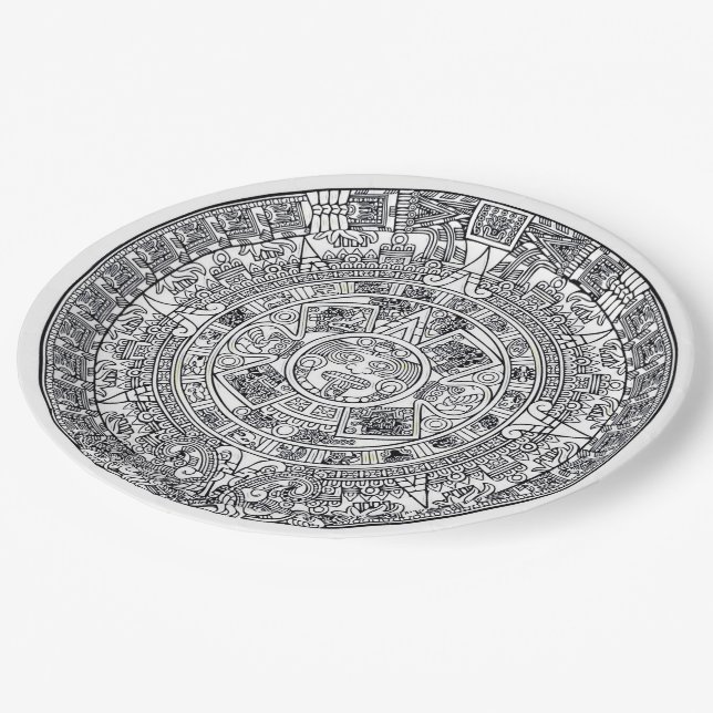 Assiettes En Carton AZTEC OU MEXICA mexicaine (Angle)