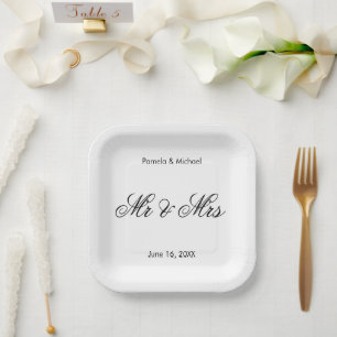 Assiettes En Carton B&W personnalisé M & Mme Font 1