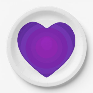 Assiettes En Carton B&W Purple Hearts Beating
