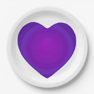 Assiettes En Carton B&W Purple Hearts Beating