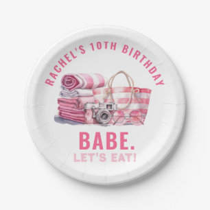 Assiettes En Carton BABE Pink Pool Party Fille Anniversaire