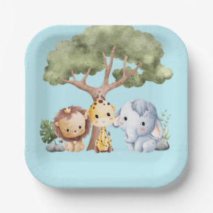 ASSIETTES EN CARTON BABE SAFARE BLEU